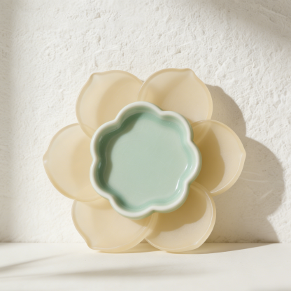 Rince-pinceaux en forme de fleur en céramique