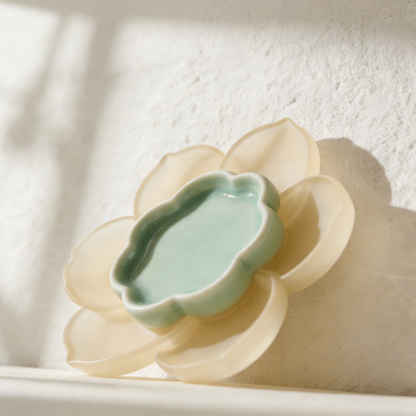 Rince-pinceaux en forme de fleur en céramique