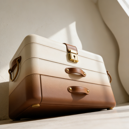 Klasyczne dwuwarstwowe pudełko do przechowywania ze skórzanym zamknięciem