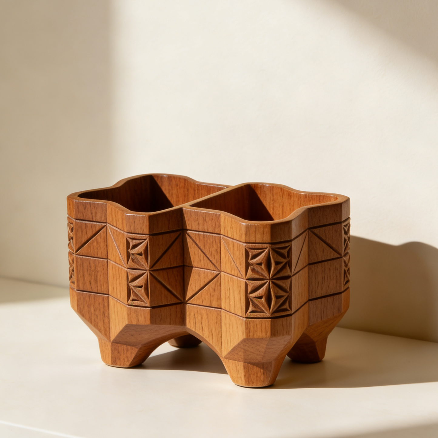 Drewniany organizer na biurko