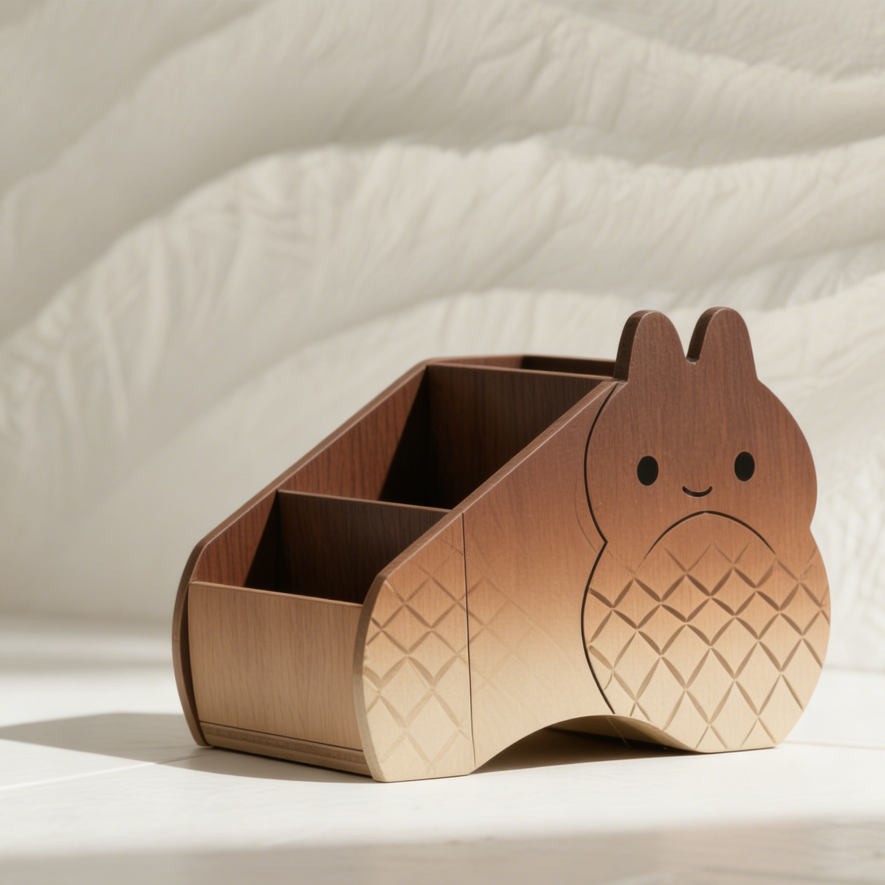 Zestaw 2 uroczych drewnianych pojemników na biurko w kształcie wiewiórki