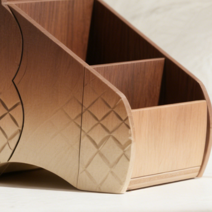 Zestaw 2 uroczych drewnianych pojemników na biurko w kształcie wiewiórki