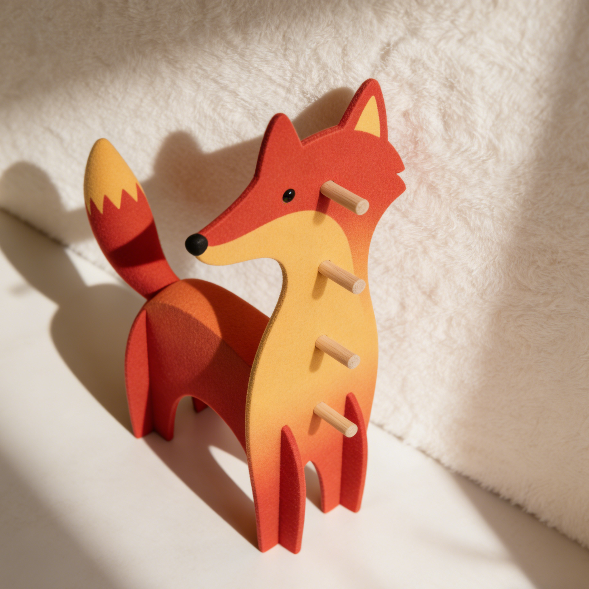 Fából készült róka alakú tároló polc