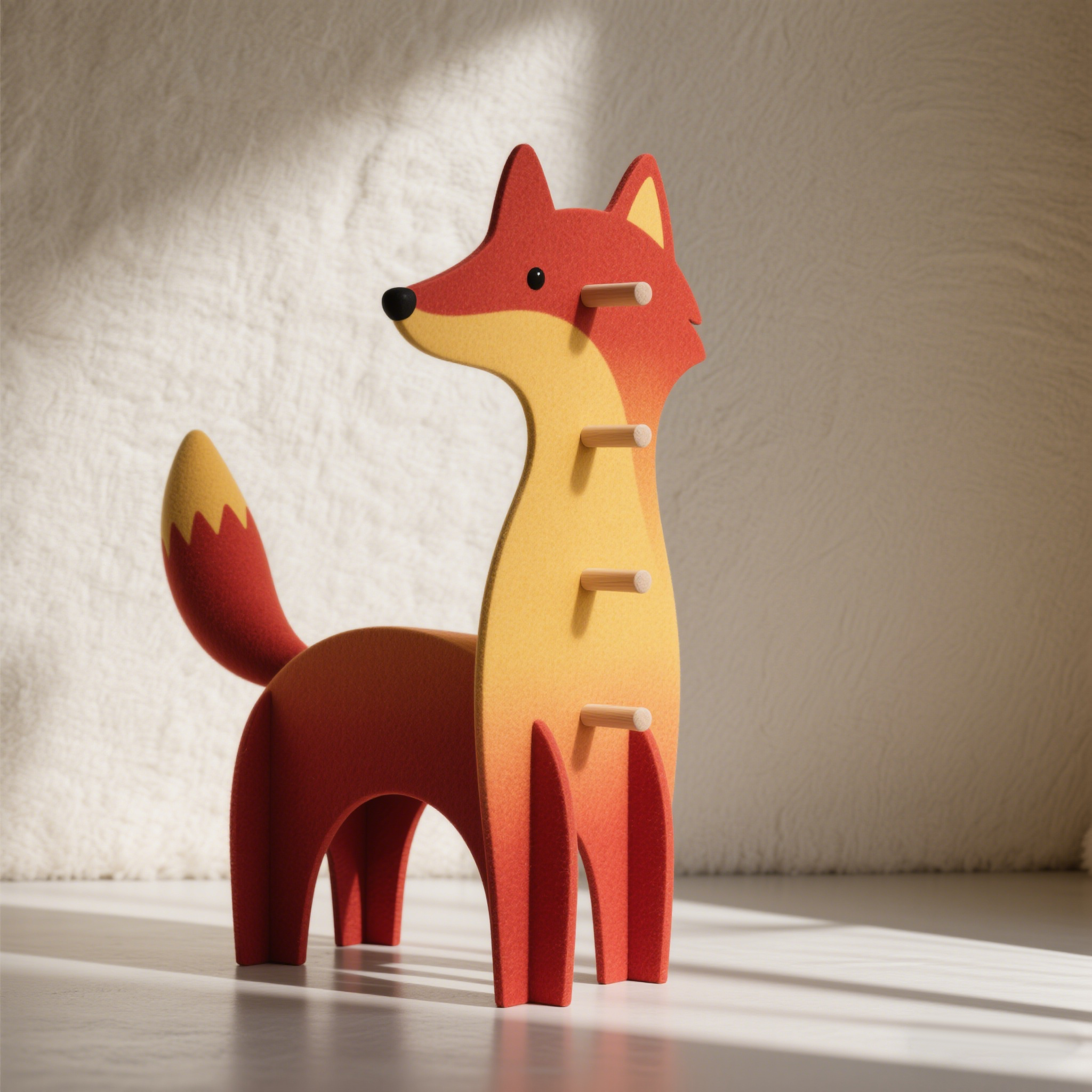 Fából készült róka alakú tároló polc