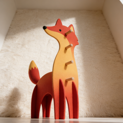 Fából készült róka alakú tároló polc