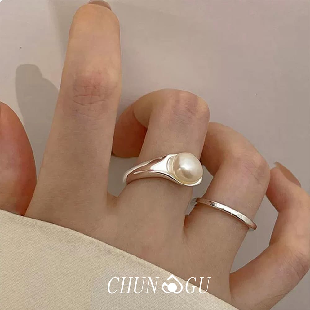  Minimalist Pearl Open Ring 