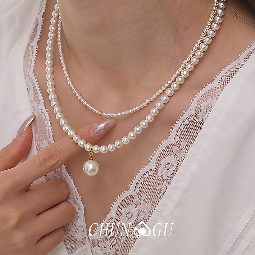  3-in-1 Convertible Pearl Layered Necklace Set 