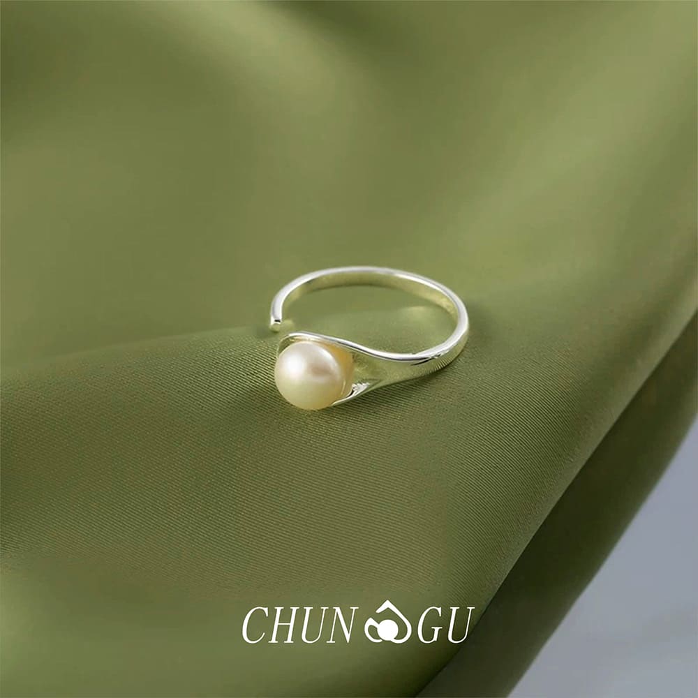  Minimalist Pearl Open Ring 