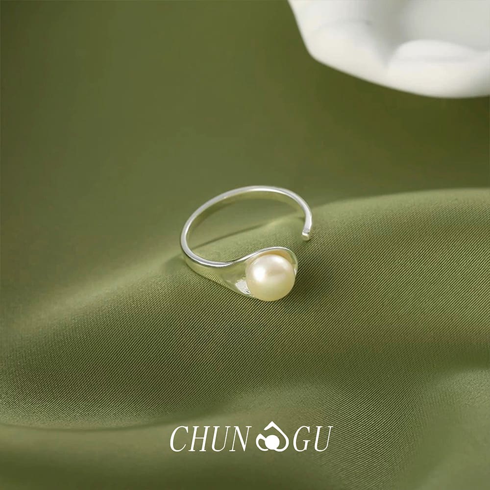  Minimalist Pearl Open Ring 