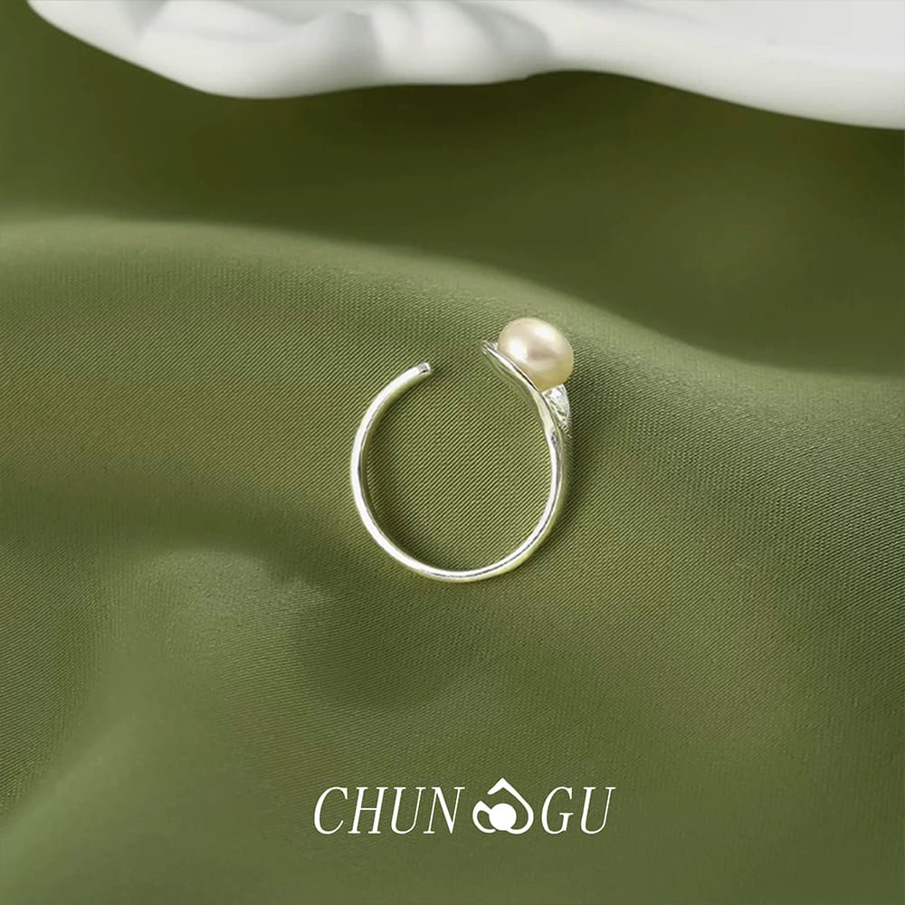  Minimalist Pearl Open Ring 
