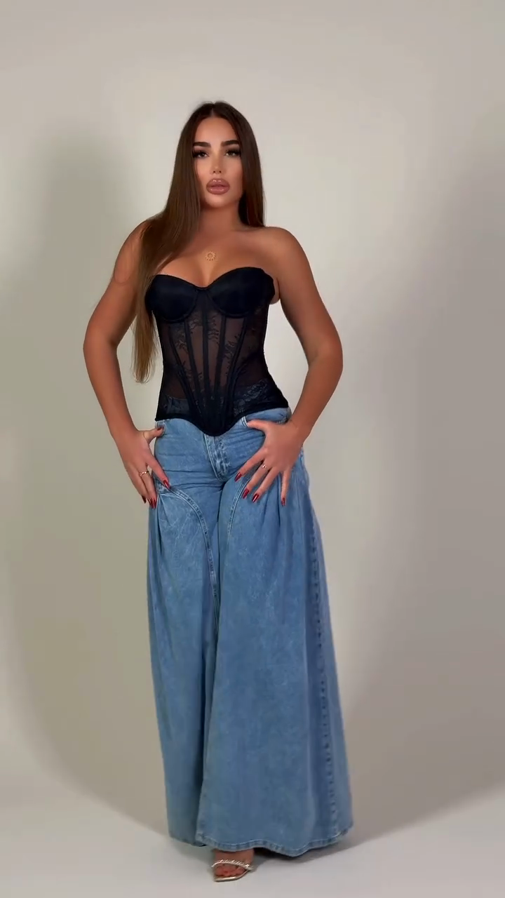 Light-colored washed extra-wide-leg lantern pants-Mesadic