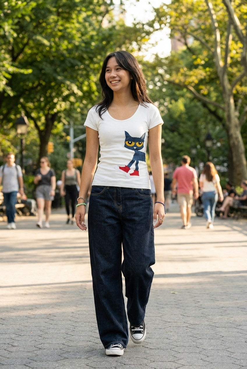 Pete the Cat Embroidered Slim Fit Tee