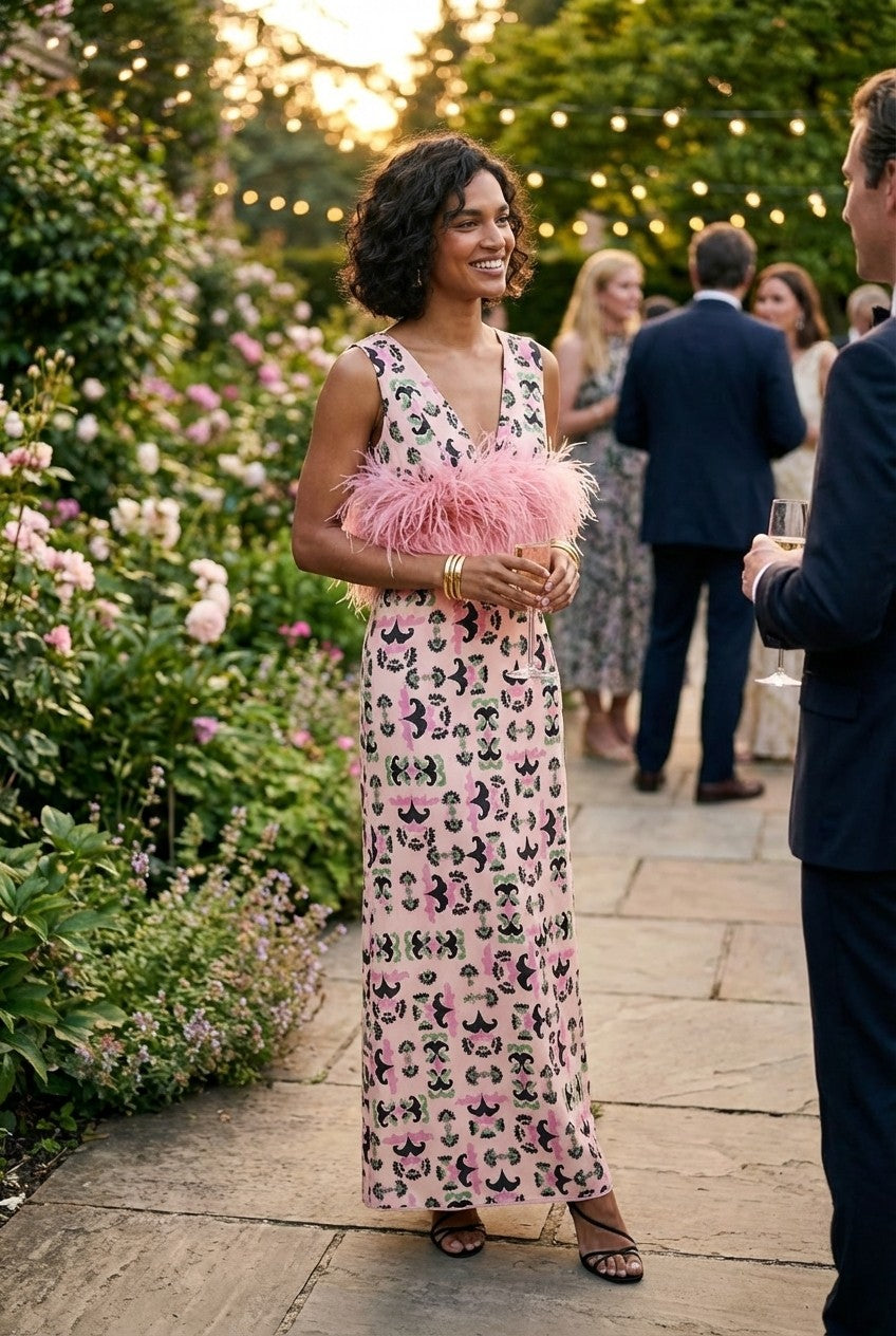 Rosalie Feather Detail Midi Dress