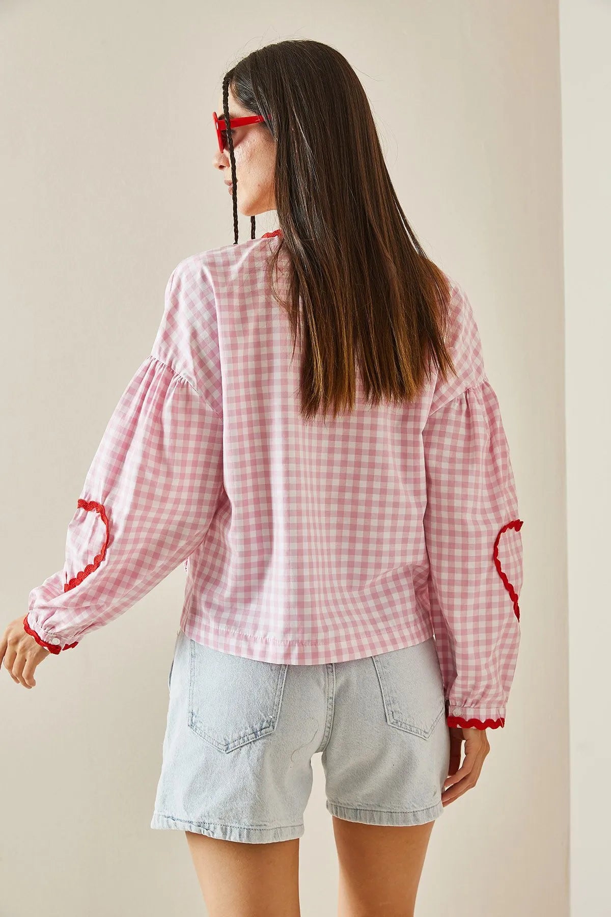 Hearts Long Sleeves Blouse-ROVOLE