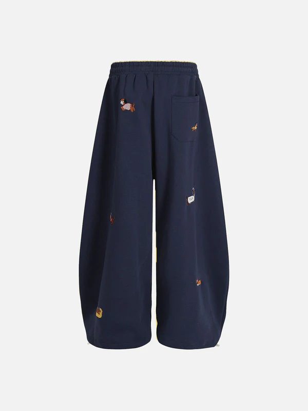 Embroidery Puppy Baaggy Barrel Sweatpants