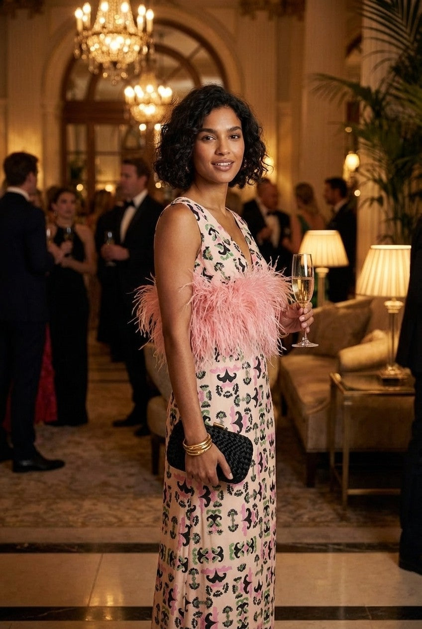 Rosalie Feather Detail Midi Dress