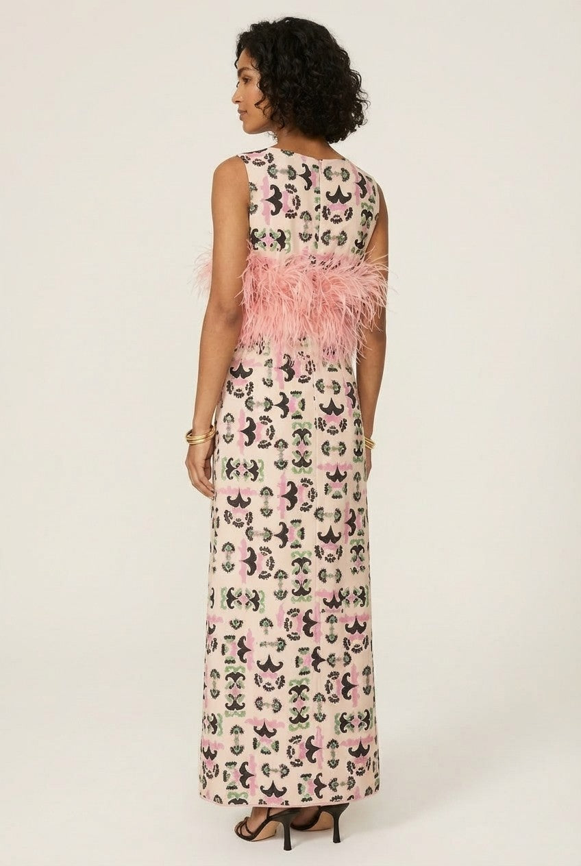 Rosalie Feather Detail Midi Dress