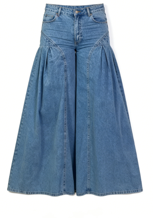 Light-colored washed extra-wide-leg lantern pants-Mesadic