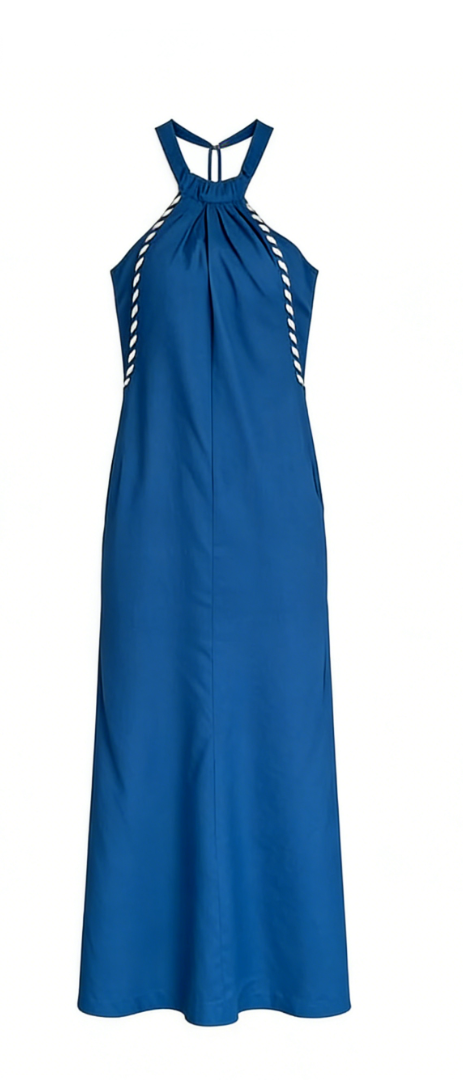 Cobalt blue backless dress-Mesadic