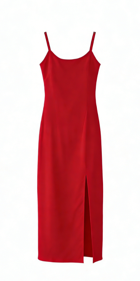 Solid color sleeveless spaghetti strap maxi dress-Mesadic
