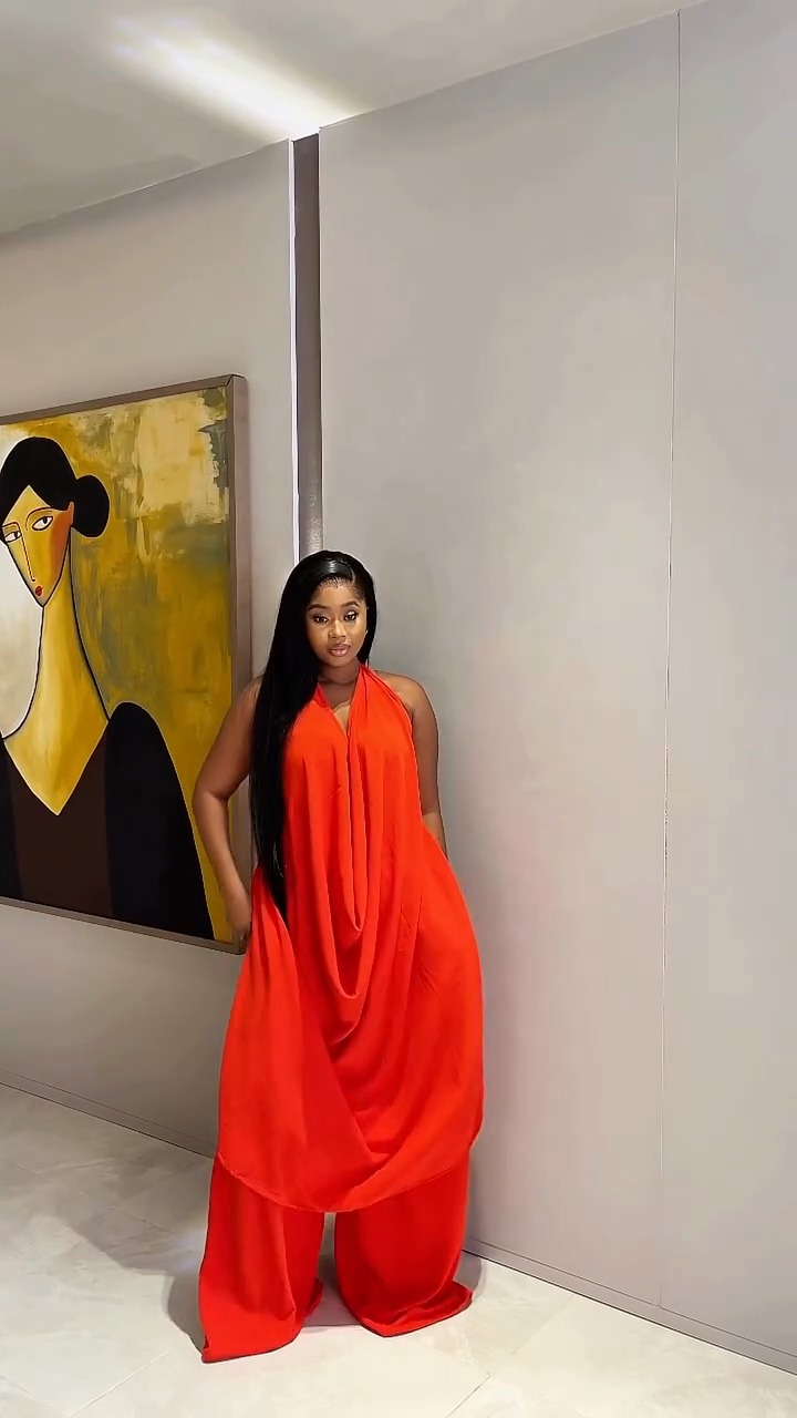 Backless ruffled top and wide-leg pants set-Mesadic