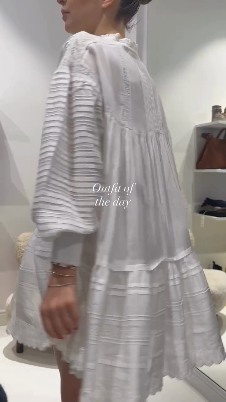 White Bohemian-style embroidered mini dress-Mesadic