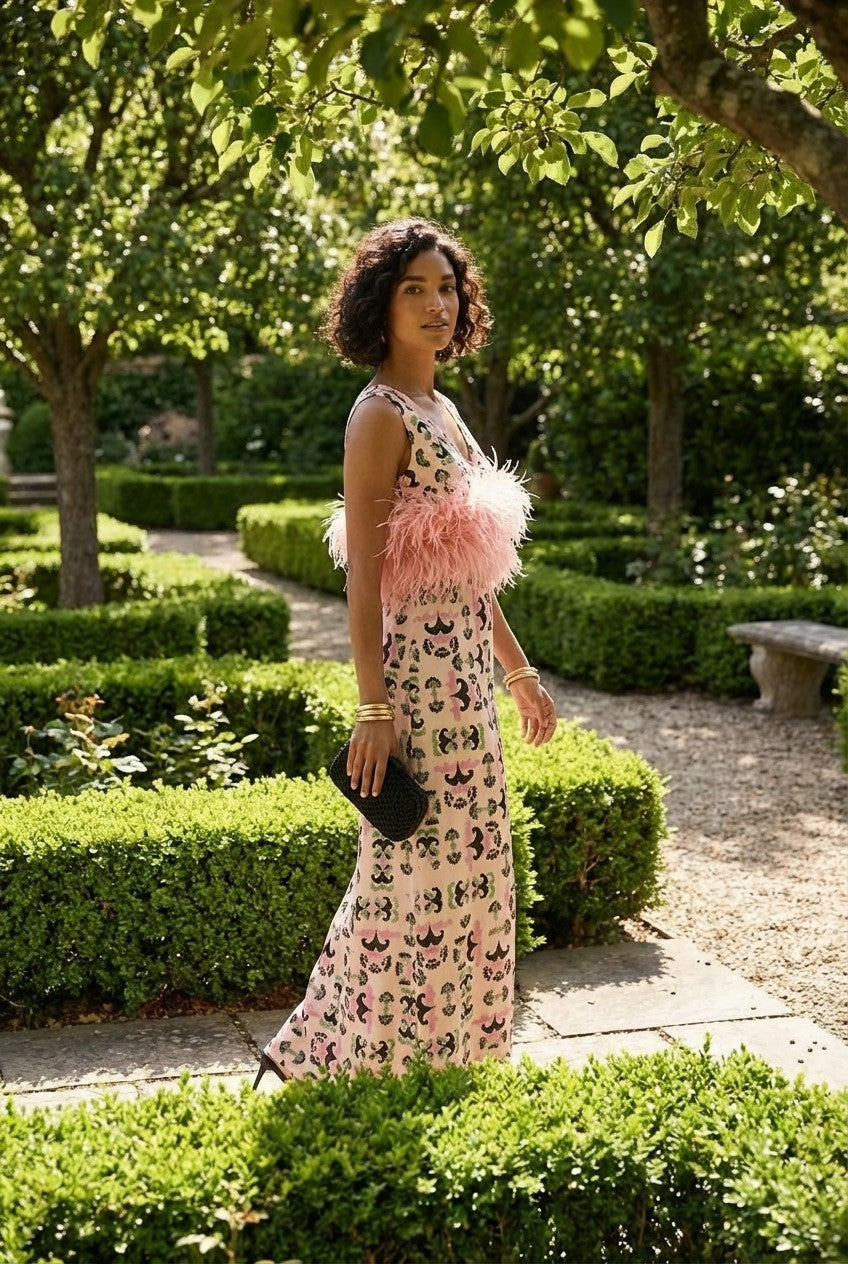 Rosalie Feather Detail Midi Dress