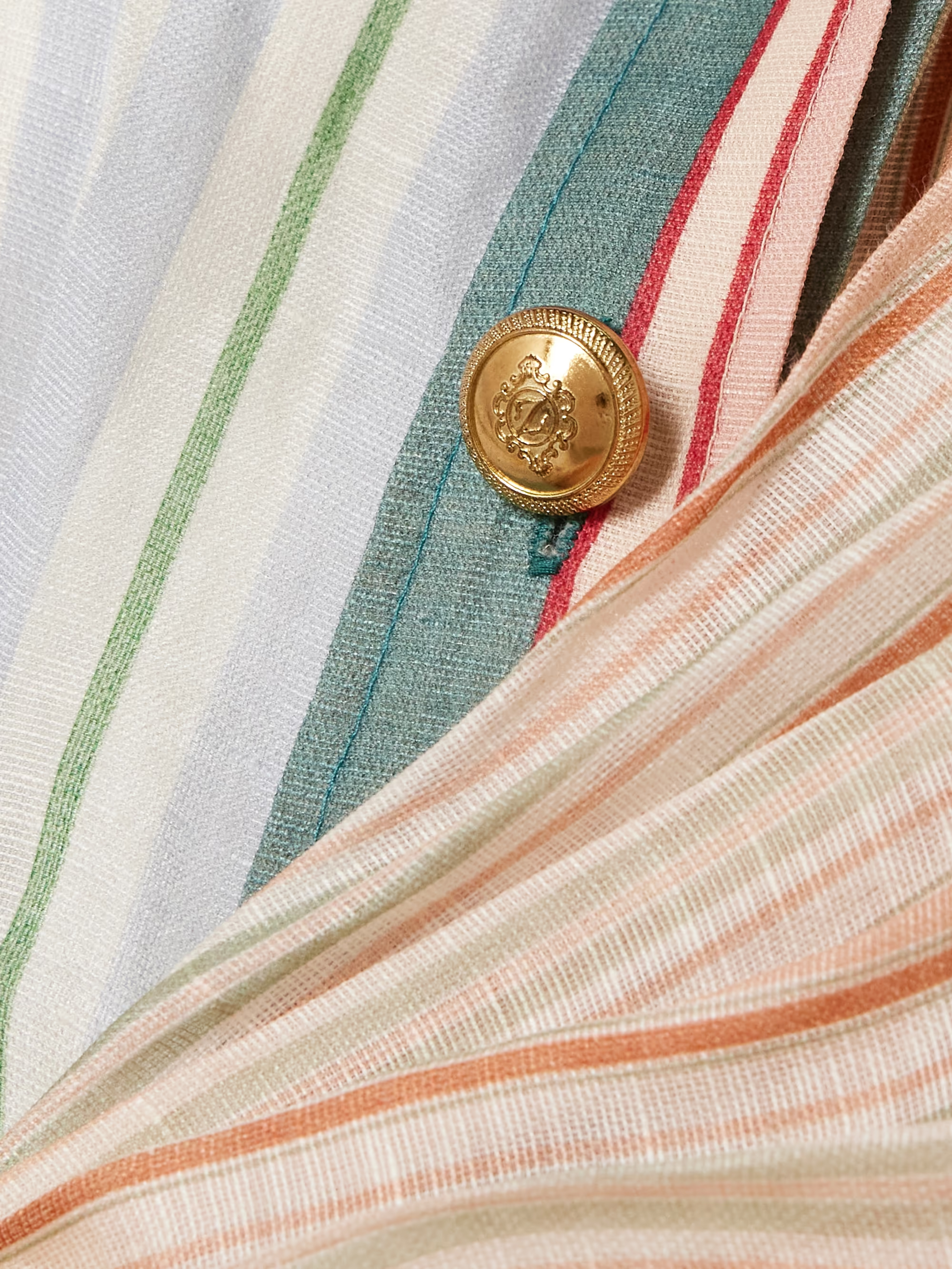 Striped Linen Wrap Mini Dress