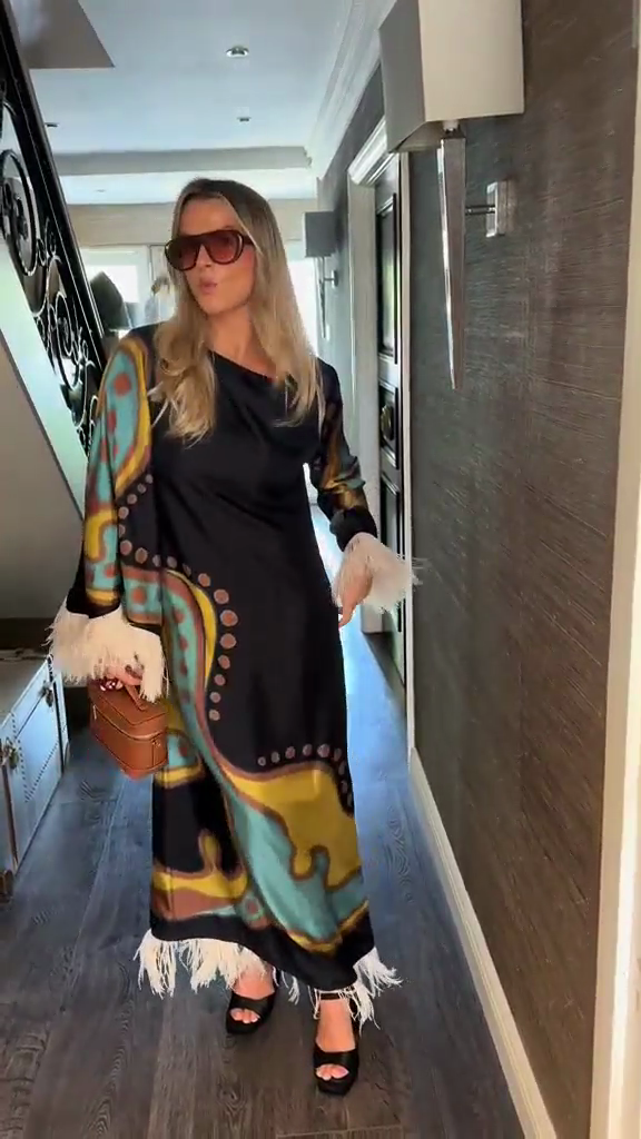 Opera feather-trimmed twill gown-Mesadic