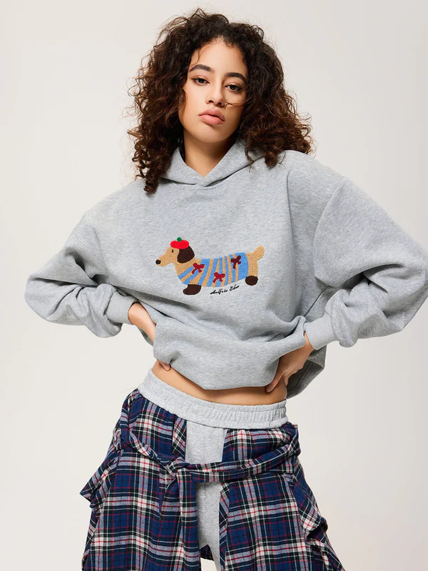 Embroidery Puppy Baaggy Barrel Sweatpants