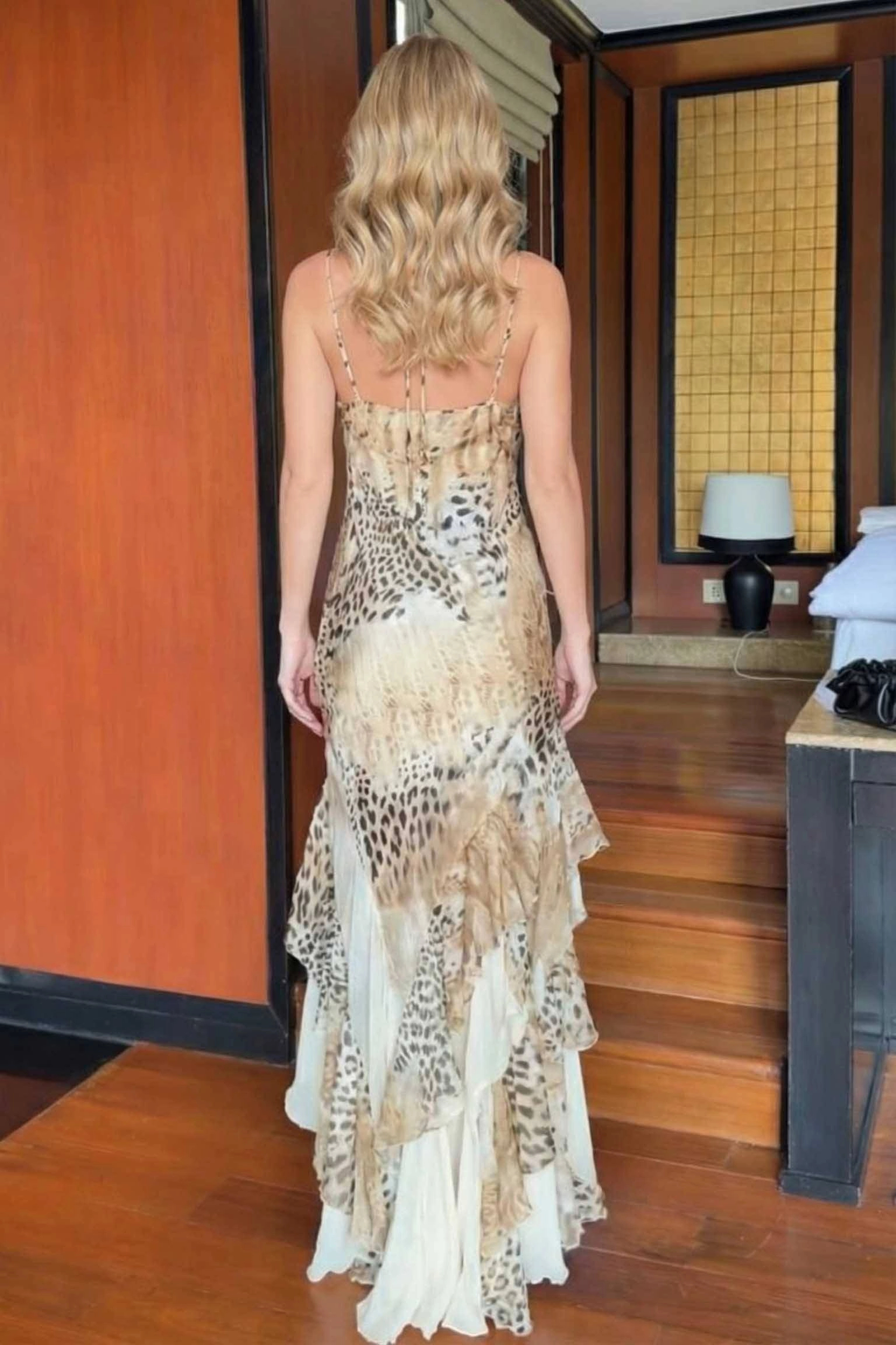 Leopard Print Chiffon Maxi Dress