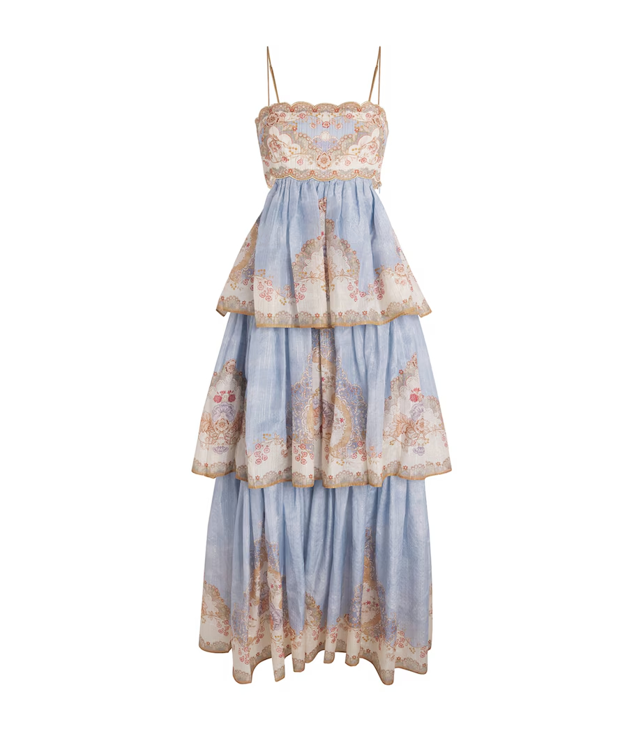 Cotton Silk Tiered Maxi Dress