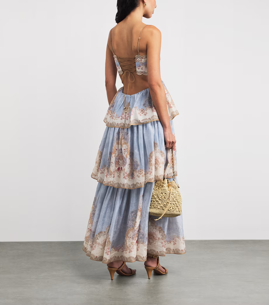 Cotton Silk Tiered Maxi Dress