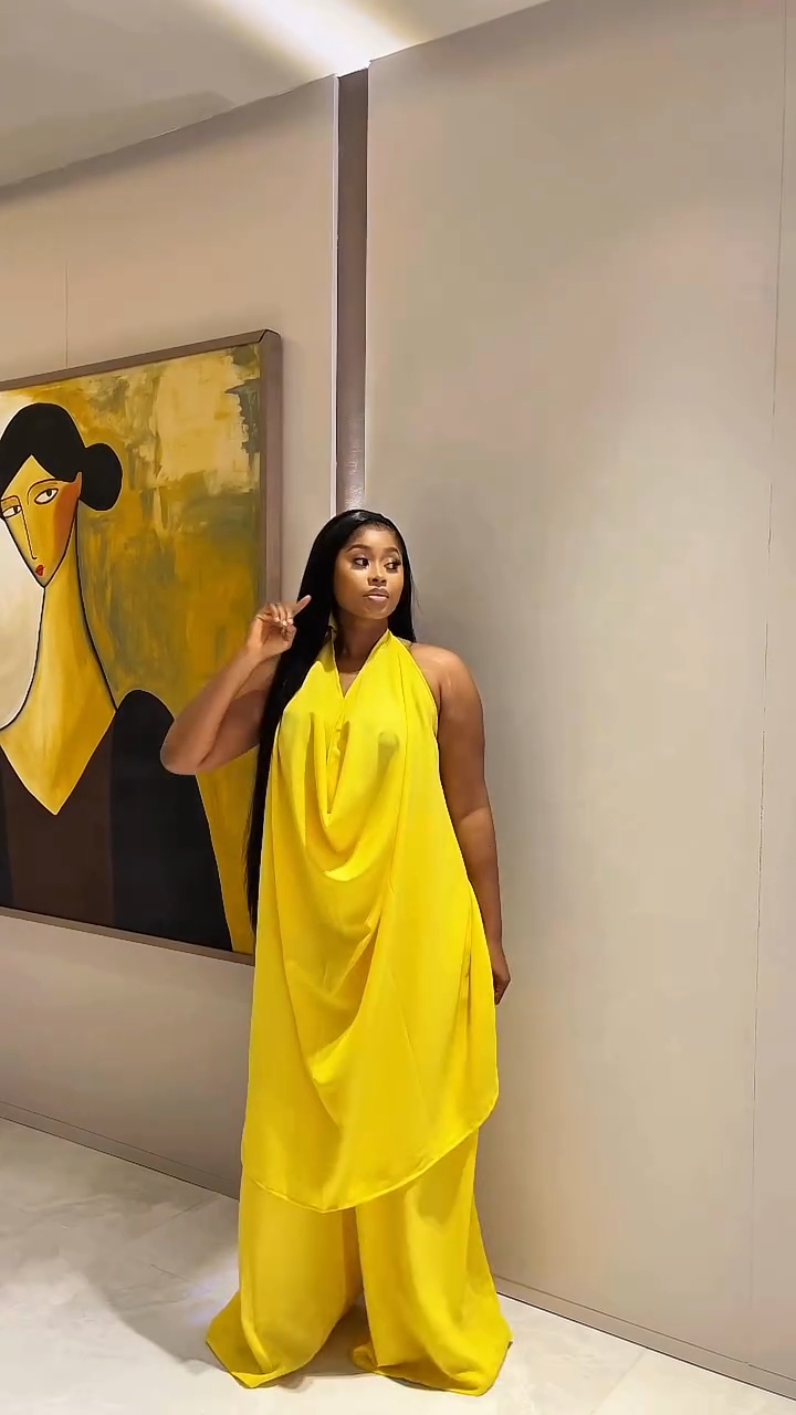 Backless ruffled top and wide-leg pants set-Mesadic