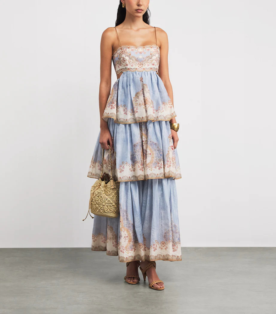 Cotton Silk Tiered Maxi Dress