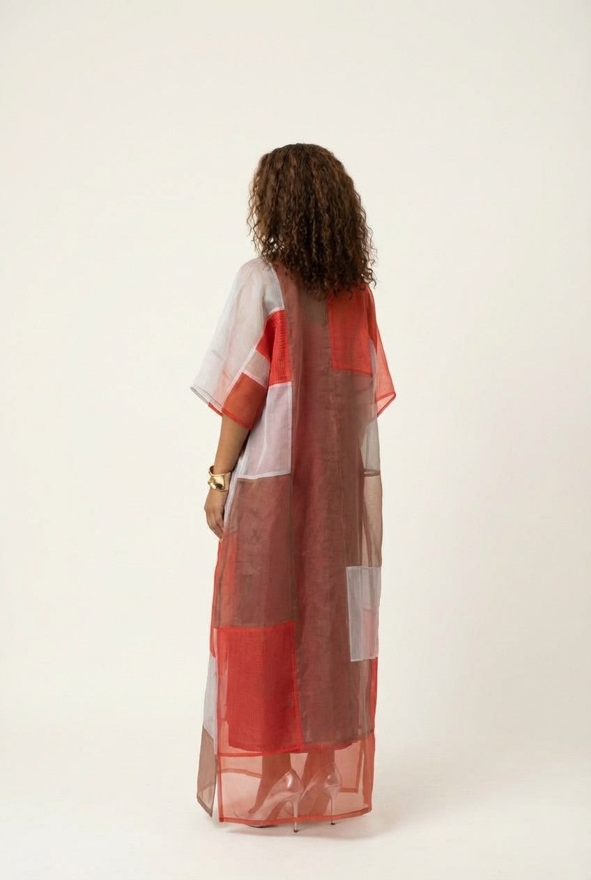 Solara Sheer Colorblock Resort Cover-Up Dress
