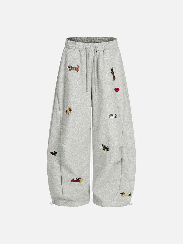 Embroidery Puppy Baaggy Barrel Sweatpants