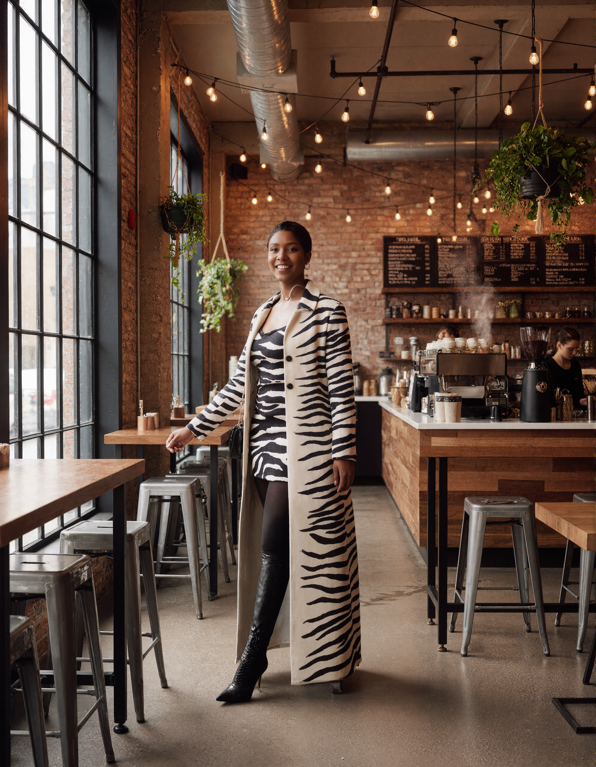 Zebra-print velvet set