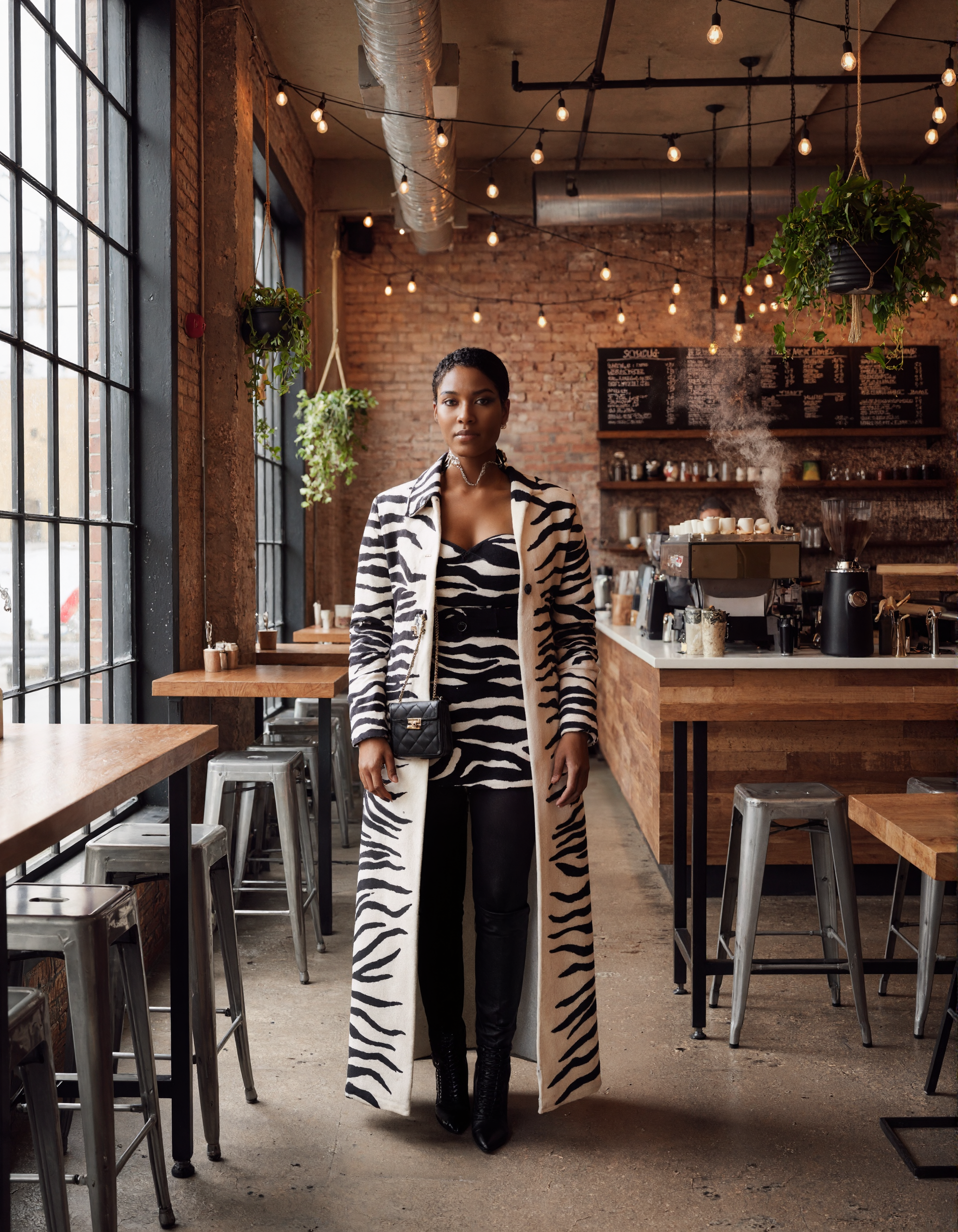 Zebra-print velvet set