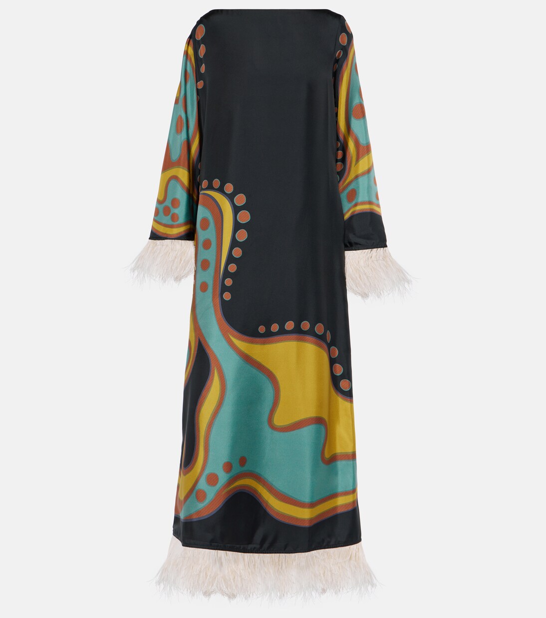 Opera feather-trimmed twill gown-Mesadic