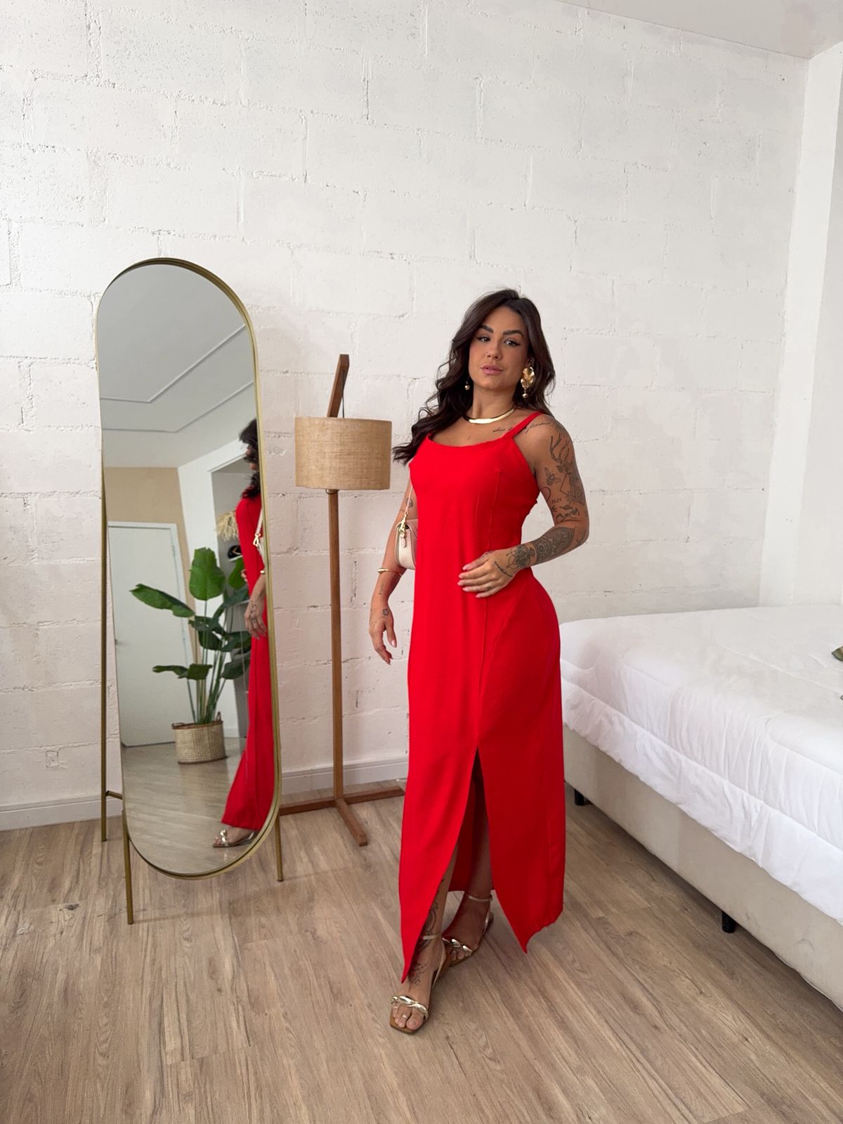 Solid color sleeveless spaghetti strap maxi dress-Mesadic