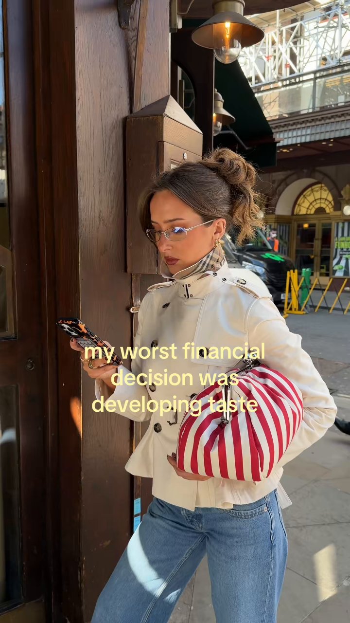 Short Double-Breasted Belted Cotton Jacket, Classic Off-White