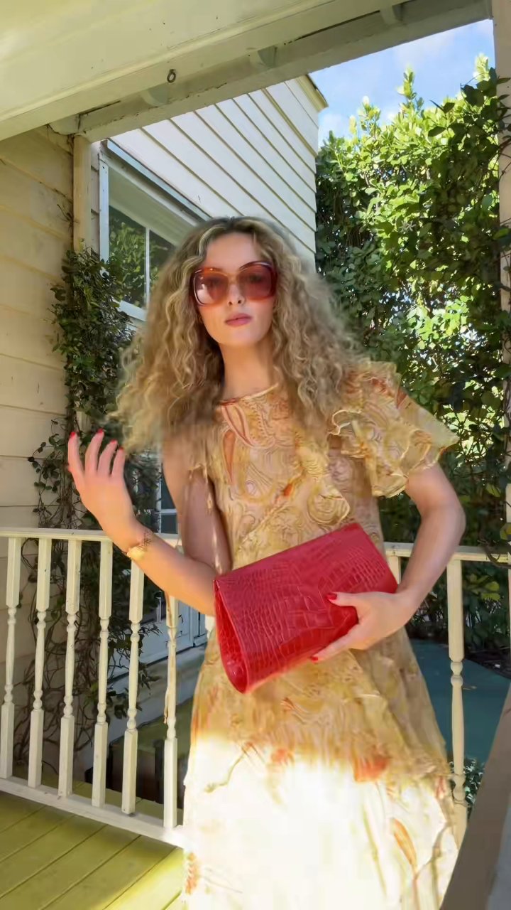 Golden Muse Ruffle Maxi Dress