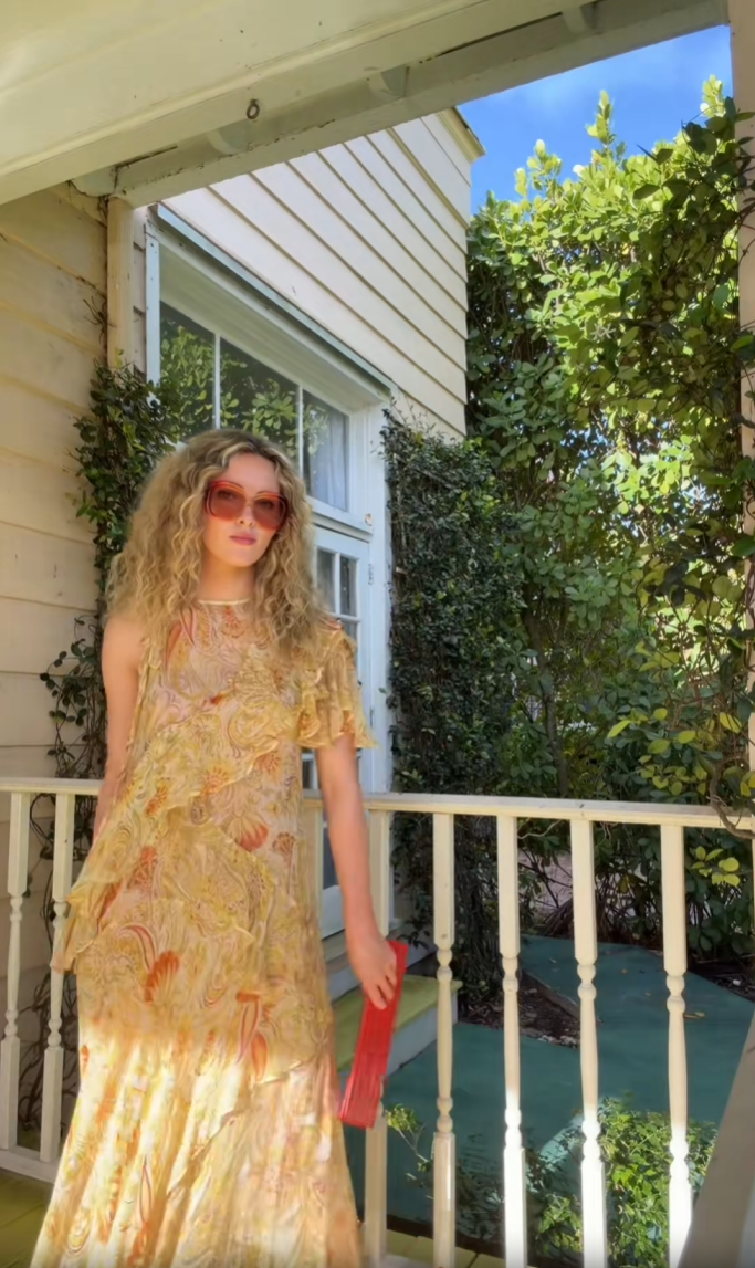 Golden Muse Ruffle Maxi Dress