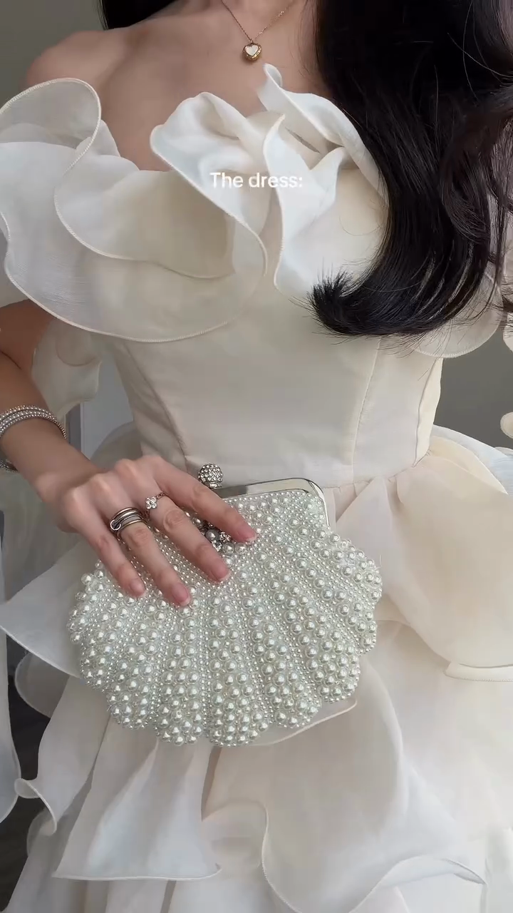 Ivory ruffled mini dress-Mesadic