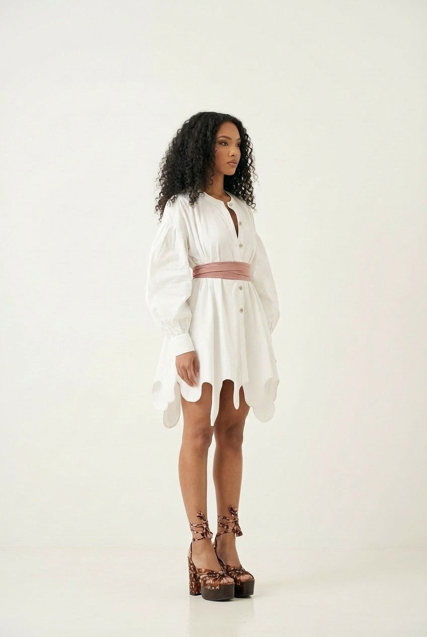 Soft Muse Scallop Hem Shirt Dress