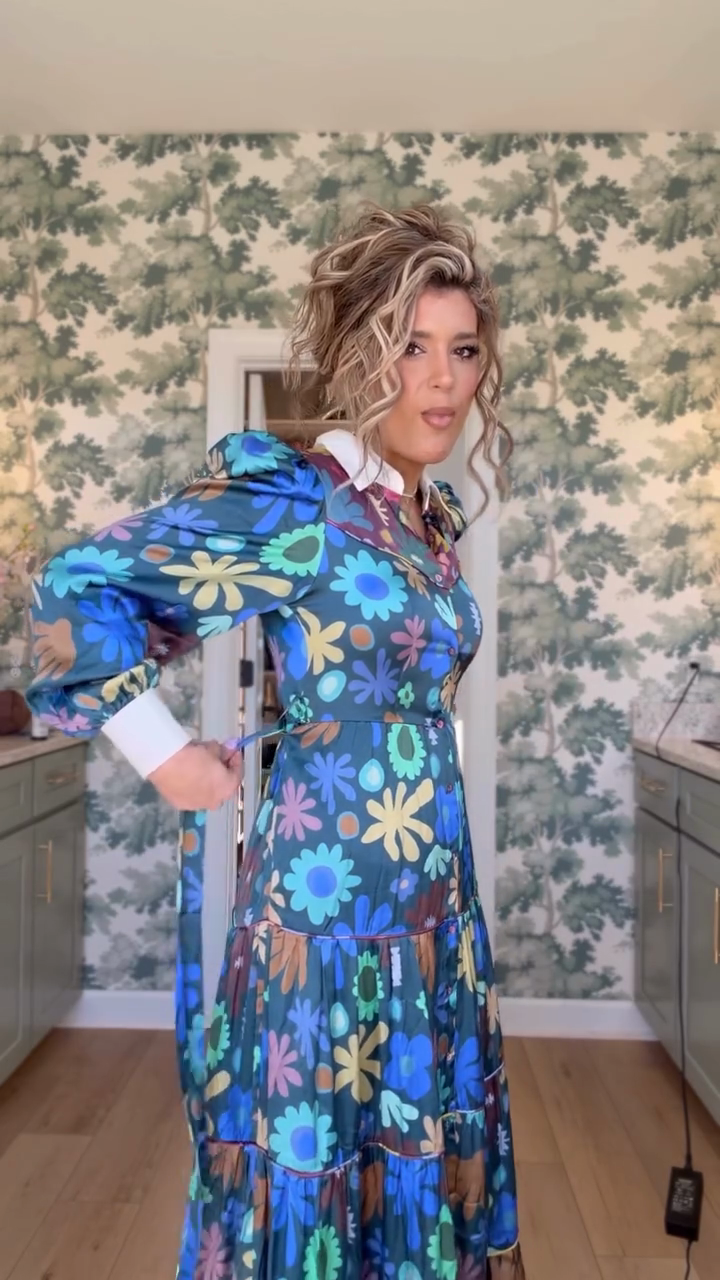 Retro Print Long Dress