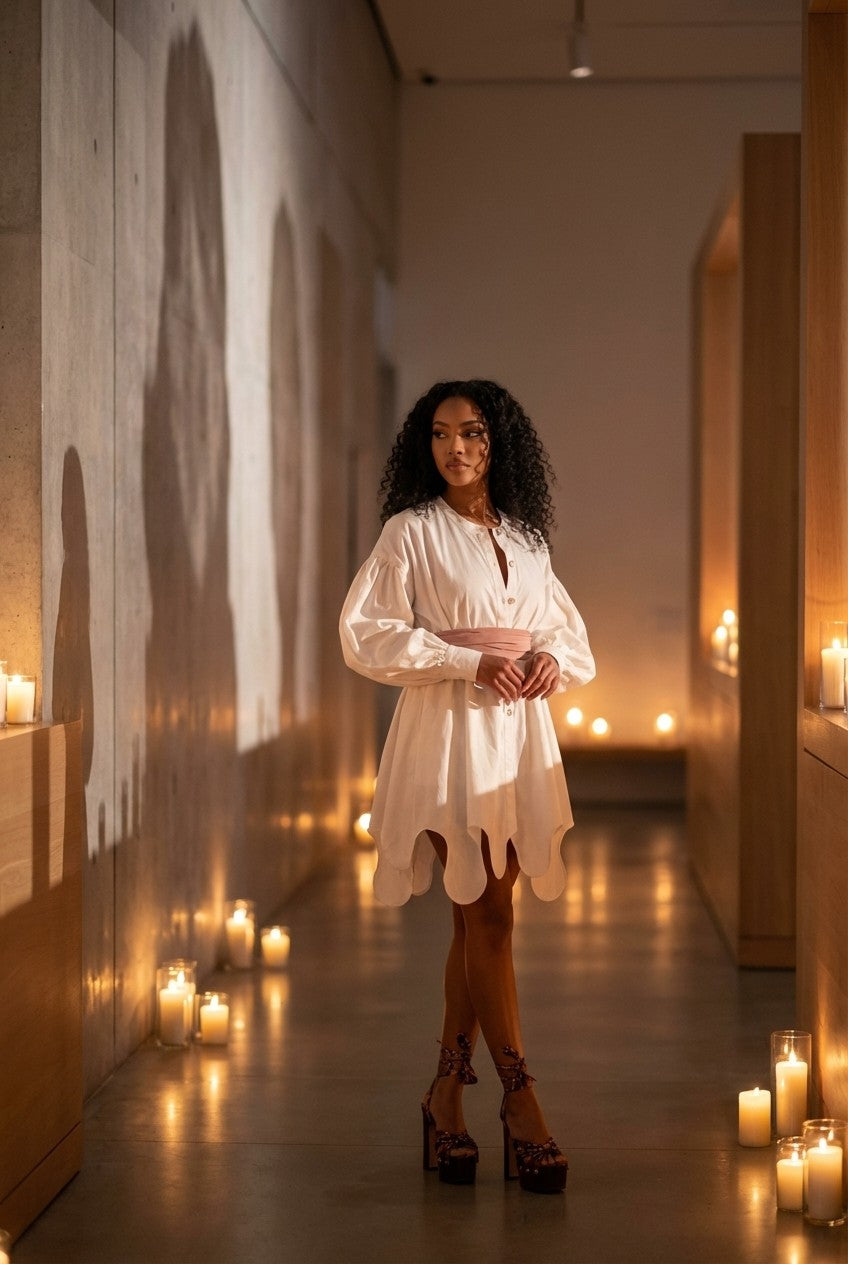 Ivory Bloom Belted Set