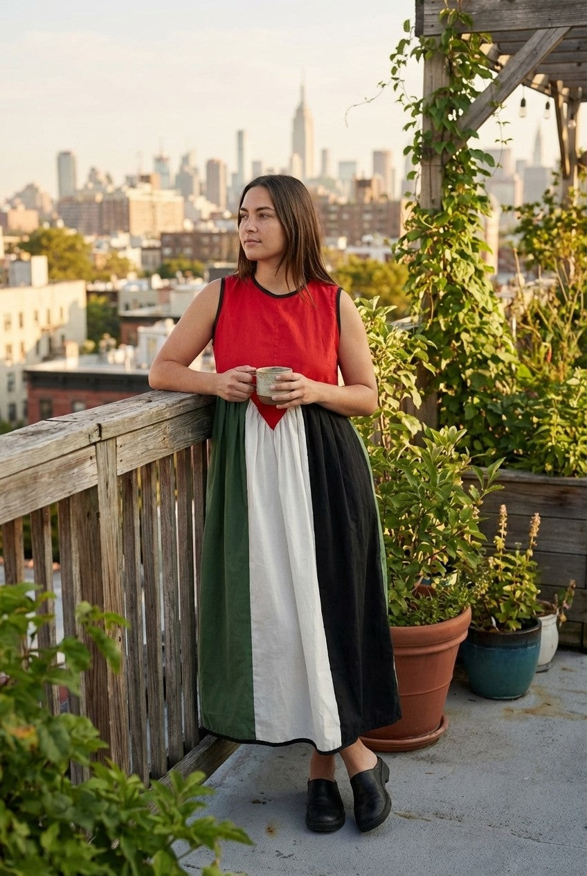 Lightweight Sleeveless Color Block Midi Dress