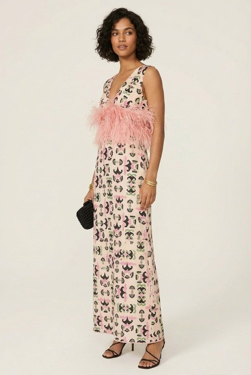 Rosalie Feather Detail Midi Dress